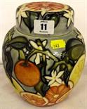 MOORCROFT; signed limited edition lidded ginger jar "Citrus" pattern, 8"