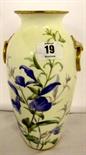 19TH CENTURY MINTON; attractive porcelain twin gilt ring handled oviform vase decorated with