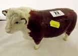 BESWICK CATTLE; Hereford bull figure (horns protrude from ears)
