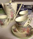 ART DECO; Wedgwood harebell design six cup coffee service; also three pieces of Adams "Cracked