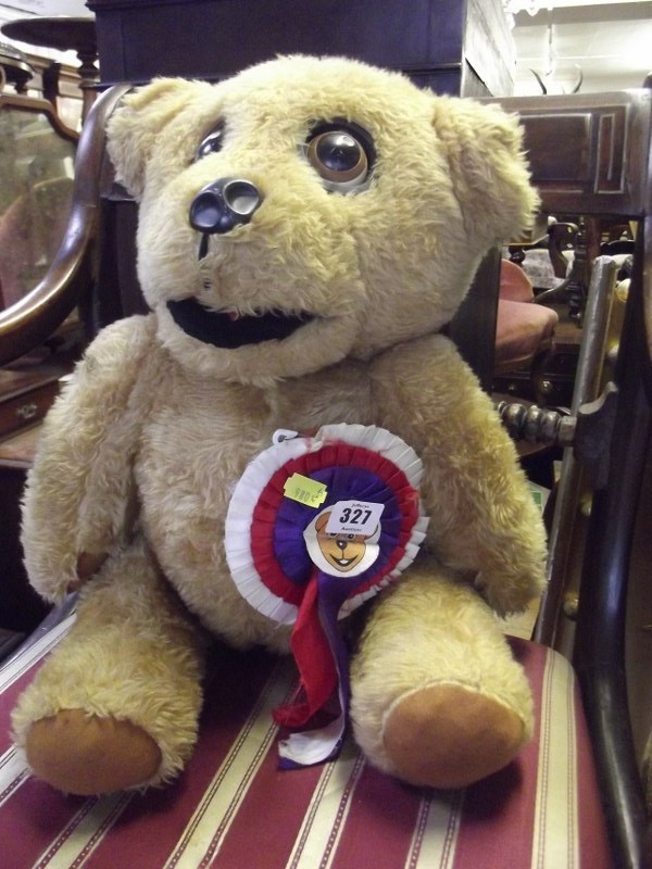 TEDDY BEAR, Nookie bear ventriloquist dummy teddy bear with original badge