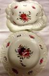 DESSERT DISHES; Three early Victorian floral painted moulded porcelain dessert plates, Pattern