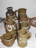 19TH CENTURY STONEWARE, collection of seven 19th Century brown stone ware, assorted jugs with