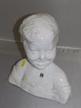 ITALIAN POTTERY, white glazed head and shoulder bust of young child, 10" high