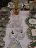 ANTIQUE GLASSWARE, pair of Georgian cut glass wine glass coolers, 4 trumpet necked ale glasses,