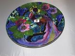 FORESTER, tube-lined style circular bird decorated wall plaque by R Dean 13.5" high