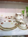 ROYAL ALBERT, "Old Country Roses" pattern part dinner ware including sauce boat, jardiniere and
