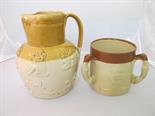 UNIVERSITY OF OXFORD, triple greyhound handled stoneware loving tankard; and large stoneware "Toper"