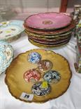 SPECIMEN GLAZE FIRED PLATES, collection of 9 Wengers specimen enamel colour plate samples together