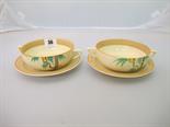 CLARICE CLIFF "BAMBOO" pattern honey glaze soup bowl and 3 matched other pieces from HB Ltd,