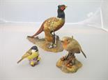 ROYAL CROWN DERBY, 2 figures of pheasant and robin; also Worcester marsh tit