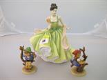 DOULTON LADY, Royal Doulton figure "Spring Ball" HN5467; also pair of Hummel child figures "apple