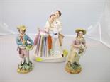 STAFFORDSHIRE POTTERY, figure group "Soldiers Return" 9" high and a pair of late 19th Century