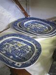 WILLOW PATTERN,  4 Victorian graduated Willow pattern plates (some faults)