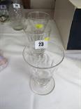 GEORGIAN GOBLETS, 3 cut glass bucket bowl rummers