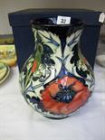 MOORCROFT, "Poppy" pattern 9" baluster vase