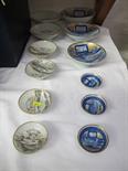 JAPANESE PORCELAIN, 3 gilded riverscape stem bowls, & 9 other graduated rice bowls