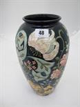 MOORCROFT, "Golden Lily" pattern 12.5" height oviform vase