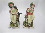 WALTON-TYPE FIGURES, pair of bocage backed square base pottery figures "Elijah & Widow" (some