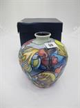 MOORCROFT, "Martinique" pattern narrow necked baluster vase, 7" high