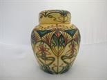 MOORCROFT, limited edition ``Macintyre Honeysuckle`` pattern lidded jar by Rachel Bishop, 2000