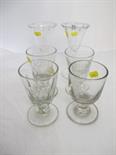 ANTIQUE GLASS WARE, pair of air twist stem splayed rim etched glass goblets (1 a/f) and 4 various