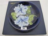 MOORCROFT, blue ground ``Hibiscus`` pattern shallow dish
