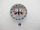 BACCARAT, butterfly design domed glass paper weight with star cut base, (some bruising)