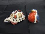 ROYAL CROWN DERBY, 2 gilded animal paper weights ``Tortoise`` and ``Robin``