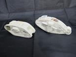 CRESTED MILITARY CHINA, 2 HMS Donner Blitzen tank ornaments