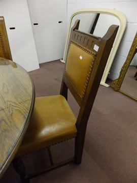 Six Oak Dining Chairs With Studded Leather Upholstery By Adam Bede Furniture Zimbabwe