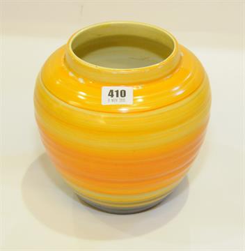 Shelley Pottery Vase Of Ribbed Baluster Form With Graduated Yellow