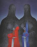 Felix Labisse (1905-1982) French. ‘Two Sword Carriers’, Lithograph, Signed and numbered 158/175 in