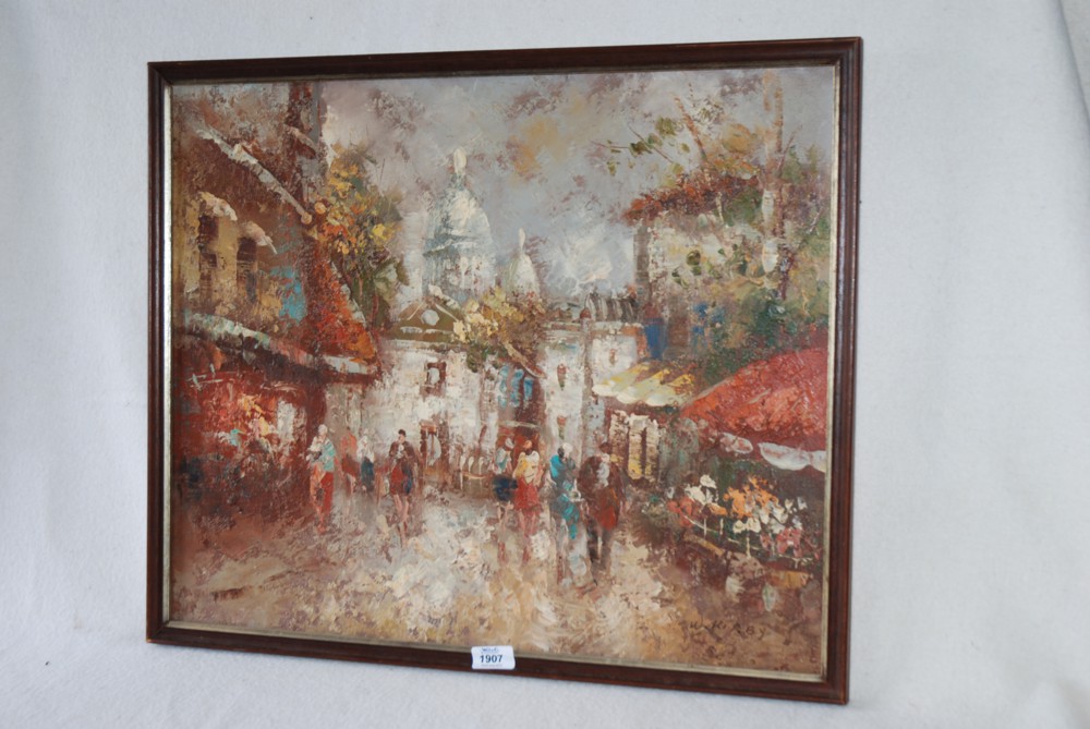 An original Oil Painting of a street scene by W. Kirby