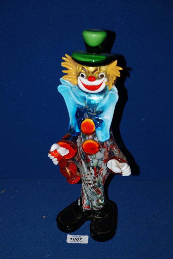 A large 1960's murano glass clown with original label on hat 1960s murano glass clowns