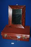 A Victorian Wall Mirror, plus a small leather Suitcase 18'' x 10 1/2''