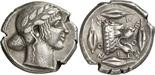 ANCIENT COINS. GREEK. Sicily, Leontinoi (c.460 B.C.), Silver Tetradrachm, 17.01g, 8h. Head of Apollo