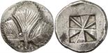 ANCIENT COINS. GREEK. Sicily, Selinos (c.540-515 B.C.), Silver Didrachm, 8.92g. Selinon leaf,