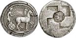ANCIENT COINS. GREEK. Sicily, Syracuse (c.510-490 B.C.), Silver Tetradrachm, 17.33g, 9h. SYRAQO /