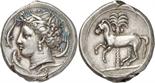 ANCIENT COINS. GREEK. Siculo-Punic (c.320 B.C.), Silver Tetradrachm, 17.11g, 12h. Head of Tanit-