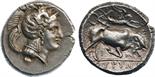 ANCIENT COINS, GREEK COINS, Lucania, Thurium (c.350-300 BC), Silver Didrachm, 7.62g, 8h. Head of