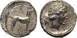 ANCIENT COINS, GREEK COINS, Sicily, Motya (c.412-410 BC), Silver Didrachm, 8.3g. Hound standing