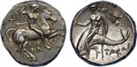 Calabria, Tarentum (c.272-240 BC), Silver Nomos, 6.63g, 3h. Naked horseman prancing right, holding a