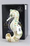 A Boxed Royal Crown Derby Paperweight with gold stopper Spot Seahorse