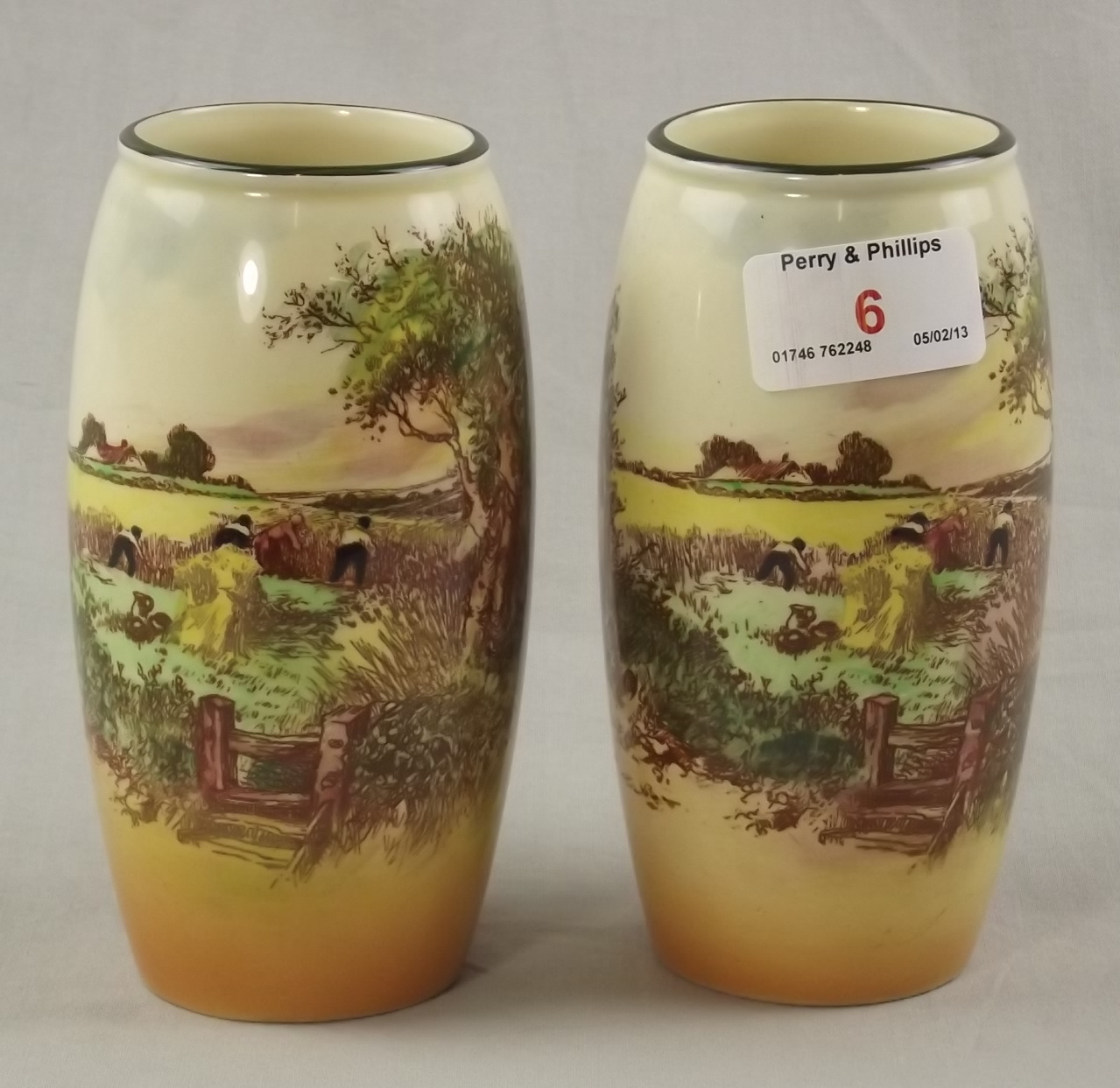 Pair of Royal Doulton 5.5" Vases "Rustic England" D5674