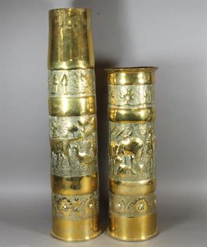 A "Trench Art" brass shell formed from a 105mm shell dated 1968 ...