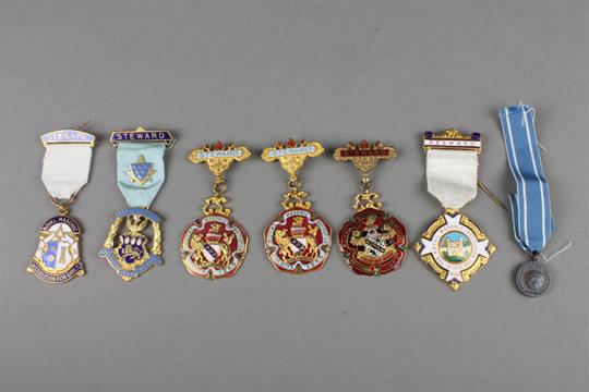6 Contemporary Enamelled Masonic Jewels A Miniature United Nations Medal