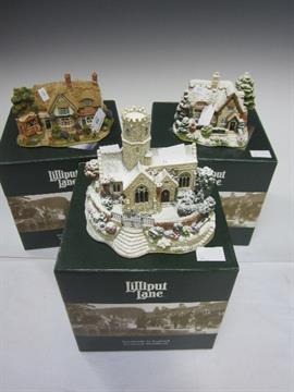 A Lilliput Lane Illuminated Cottage Lead Kindly Light In Winter