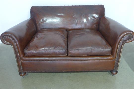 A Vintage Two Seater Leather Sofa With Good Colour 150cm Wide C