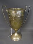 A twin handle Trophy cup by Walker and Hall - Hallmarked Sheffiled 1913 -14 - Height 23 cm -